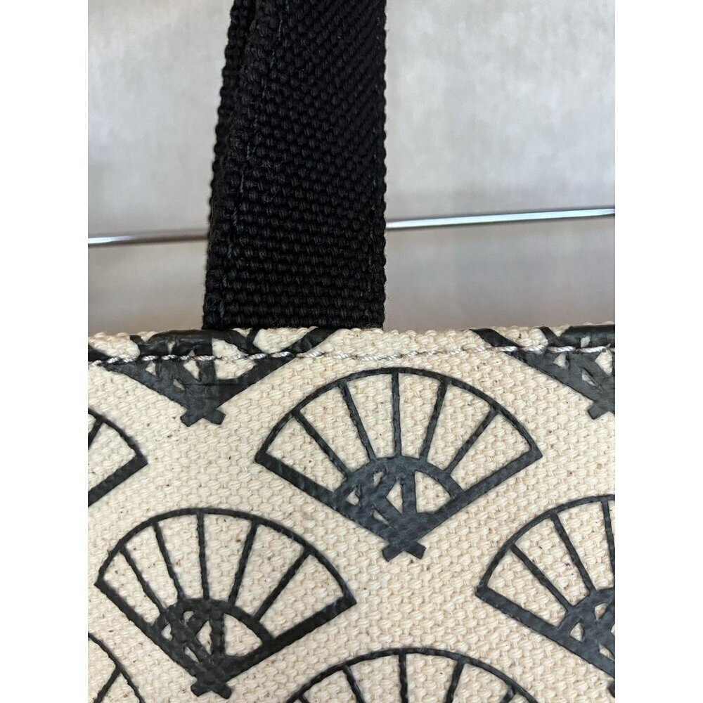 NWT Cannes Canvas Tote By Karl Lagerfeld, Beige/Black Zip Top, Cotton MSRP $98 - Picture 4 of 13